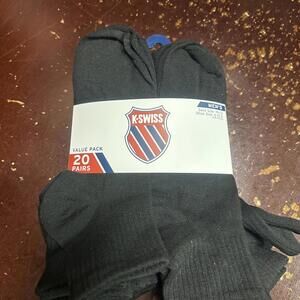 KSWISS 20 PACK OF MENS BLACK ANKLE SOCKS
